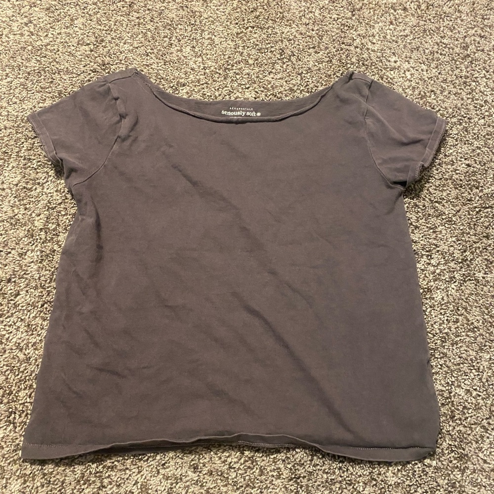 Off The Shoulder Charcoal Short Sleeve Tee